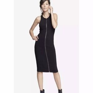 Black pencil midi dress. Zip front. NWT Sz. XS